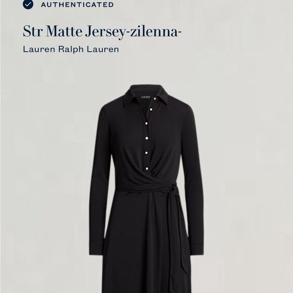 Lauren Ralph Lauren Black Notched Collar Midi Size 10 Shirt Dress MSRP $145 NWT - Picture 15 of 15